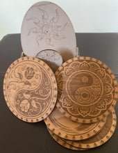Load image into Gallery viewer, Coasters with holder - handmade